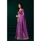 Seduva Women's Net Sequence Saree With Unstitched Blouse 5.5Mtr (Lavender)