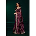 Seduva Women's Net Sequence Saree With Unstitched Blouse 5.5Mtr (Maroon)