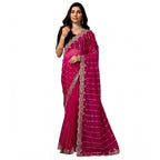 Seduva Women's Net Sequence Saree With Unstitched Blouse 5.5Mtr (Pink)
