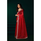 Seduva Women's Net Sequence Saree With Unstitched Blouse 5.5Mtr (Red)