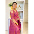 Seduva Women's Soft Lichi Silk Printed Saree With Unstitched Blouse 5.5Mtr (Pink)